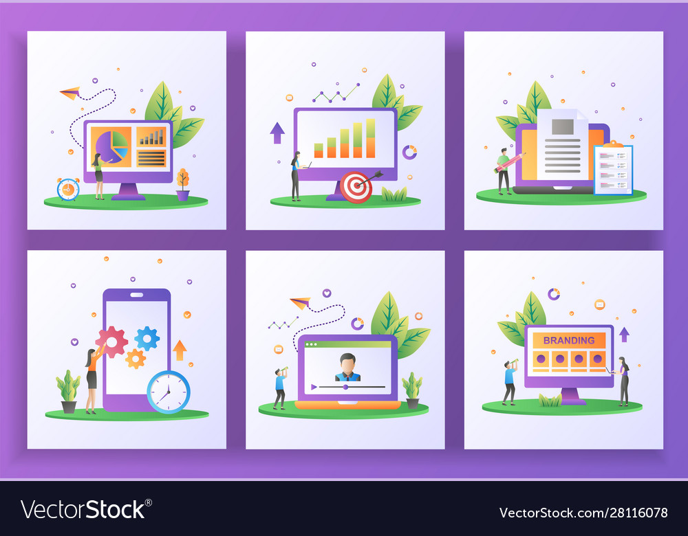 Set flat design concept data management vector image Set flat design concept data management