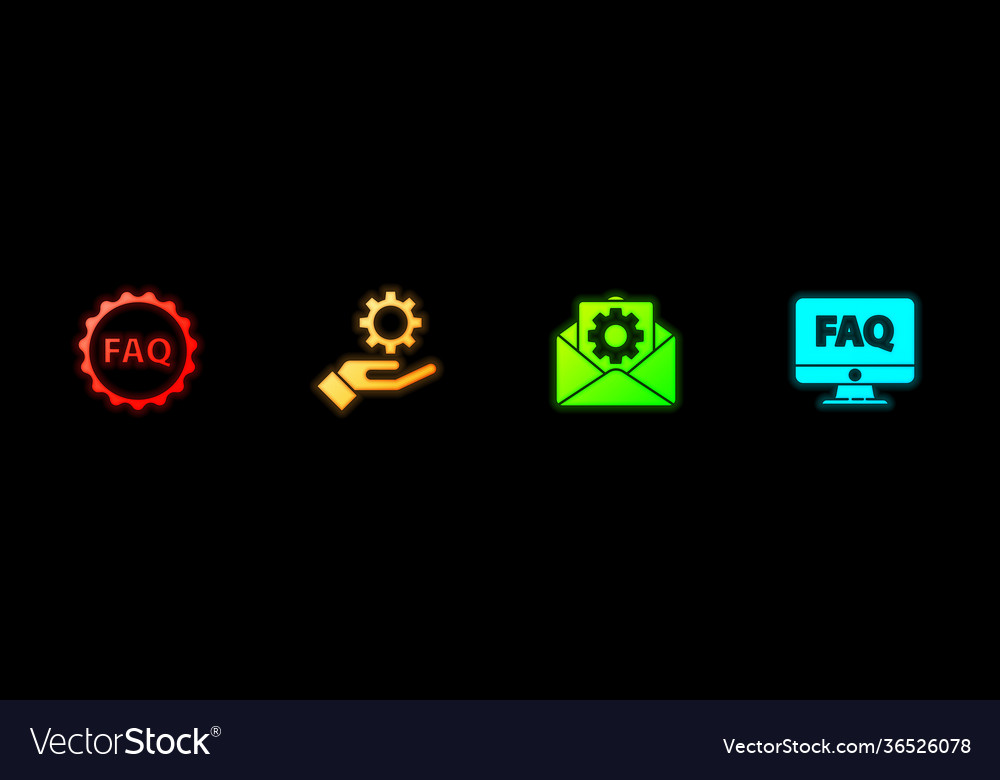 Set label with text faq settings in hand vector image Set label with text faq settings in hand