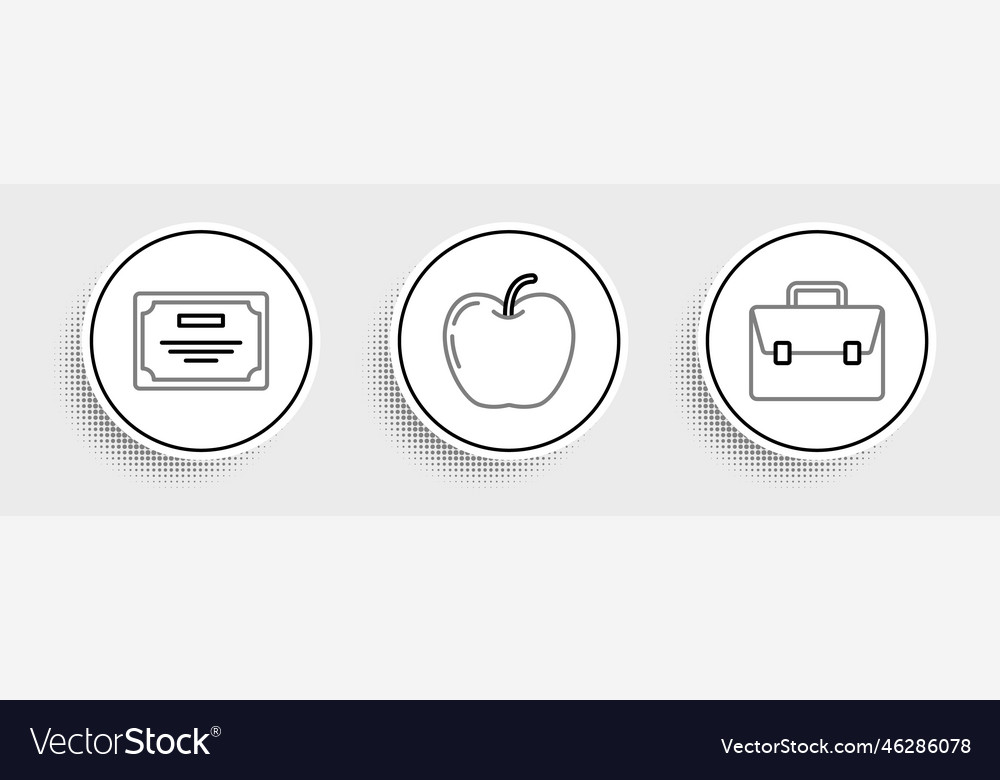 Set line briefcase certificate template and apple vector image Set line briefcase certificate template and apple