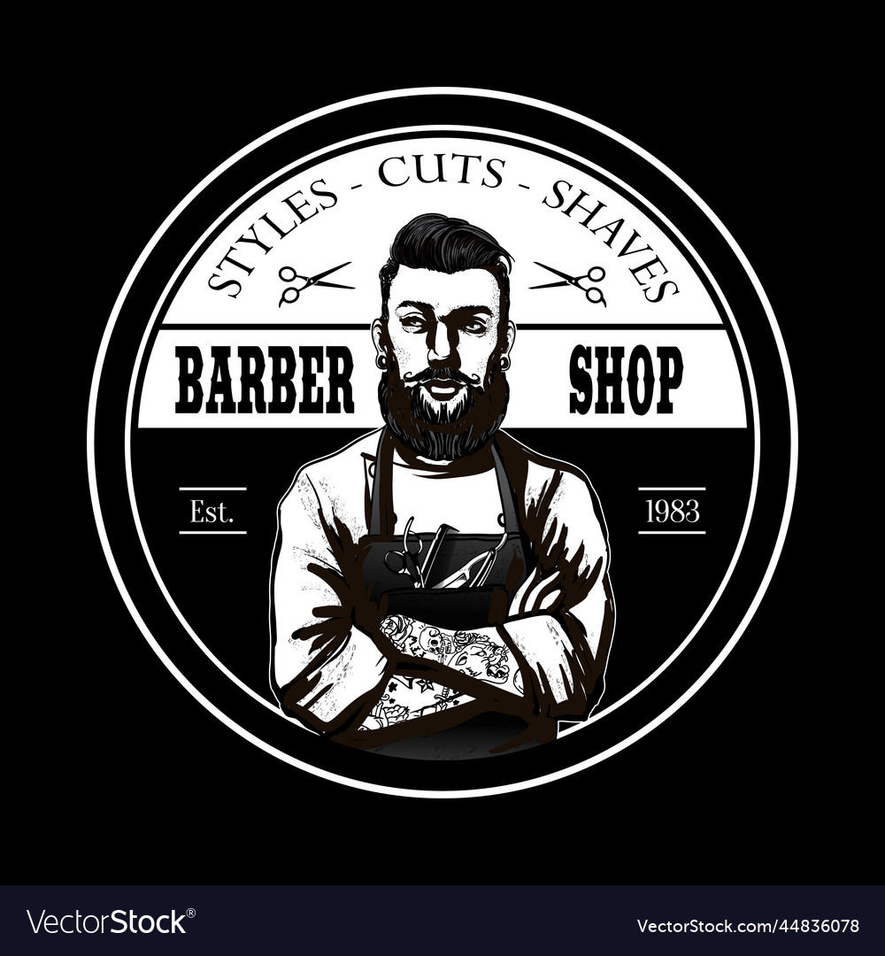 Styles cut shave barber shop logo saloon