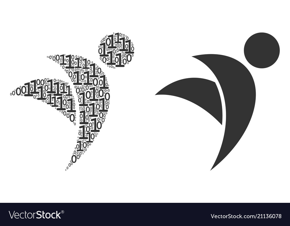 Winged man mosaic of binary digits vector image Winged man mosaic of binary digits