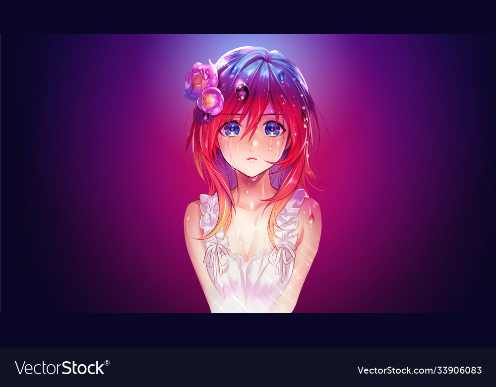 Premium Vector  Sad anime girl.