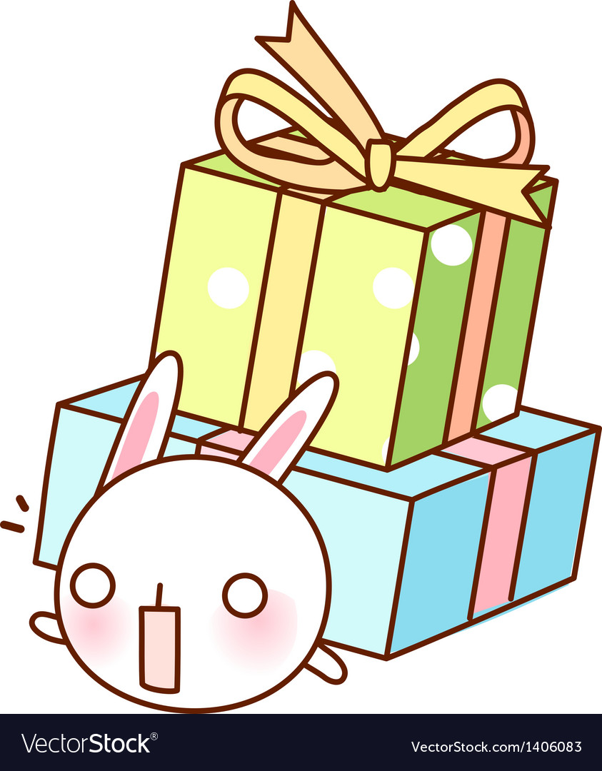 A rabbit under two boxes Royalty Free Vector Image