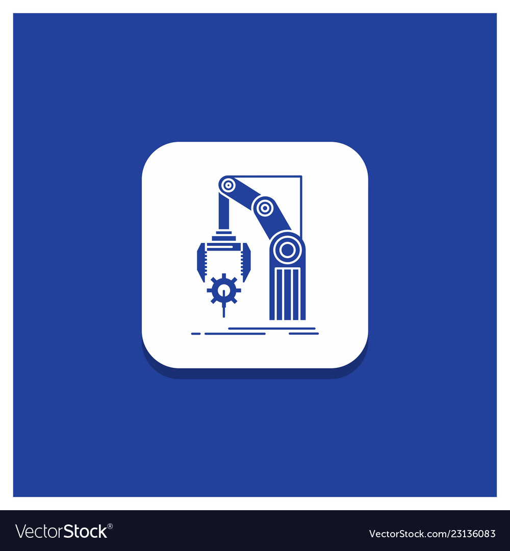 Blue round button for automation factory hand vector image Blue round button for automation factory hand