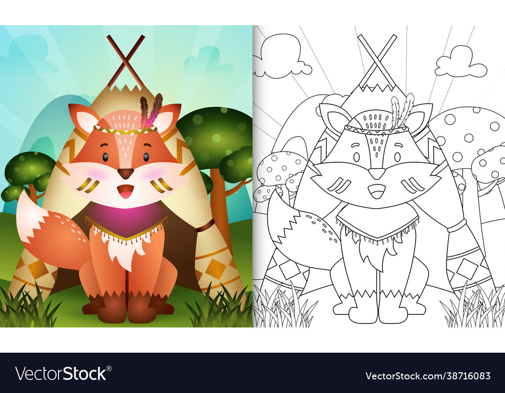 Coloring Book For Kids With A Cute Tribal Boho Vector Image