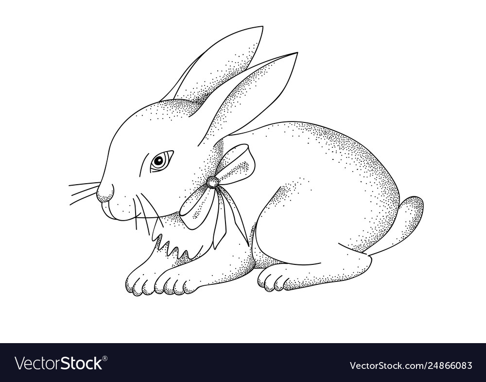 Hand-drawn portrait rabbit easter bunny