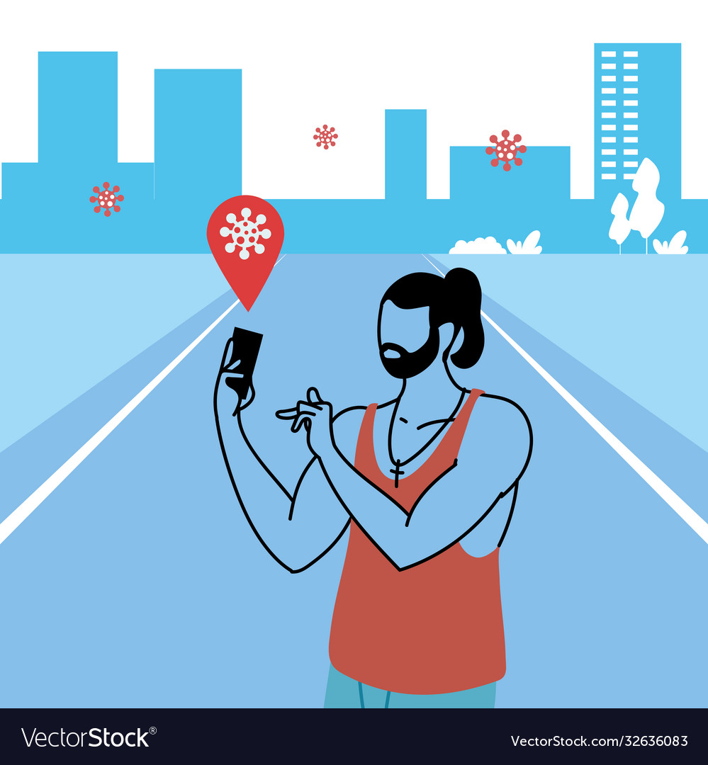Man with virus tracking location app