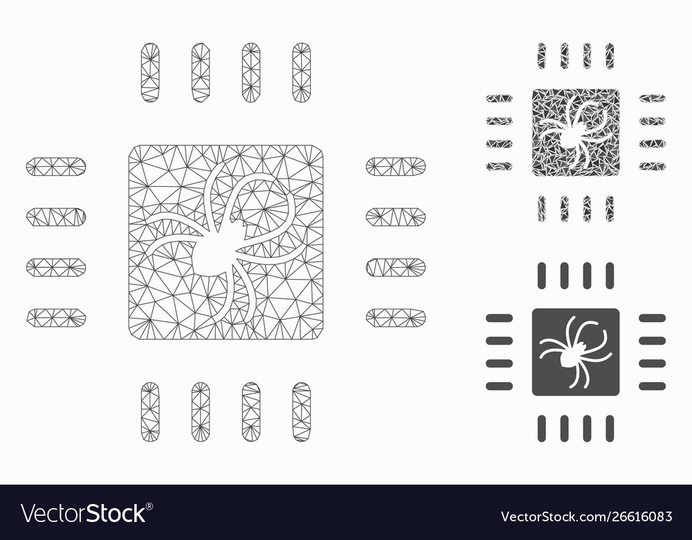 Processor bug mesh wire frame model vector image Processor bug mesh wire frame model