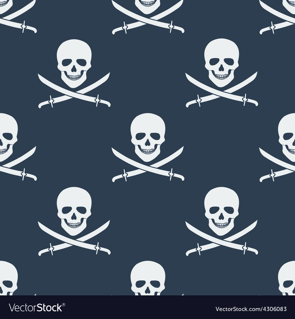 Seamless pattern with jolly roger