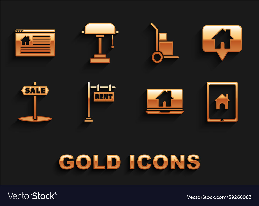 Set hanging sign with text rent map pointer house Vector Image Set hanging sign with text rent map pointer house