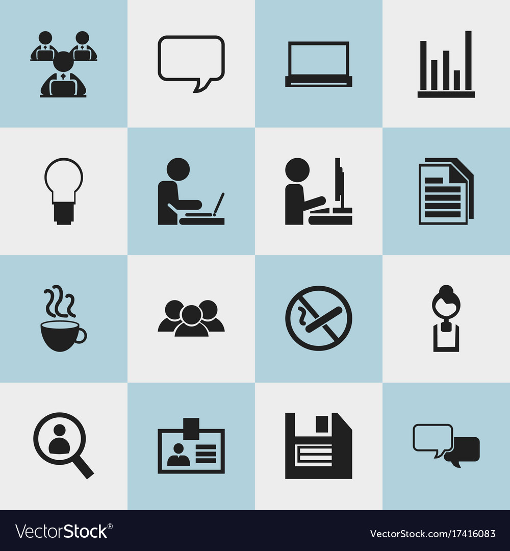 Set of 16 editable bureau icons includes symbols Vector Image