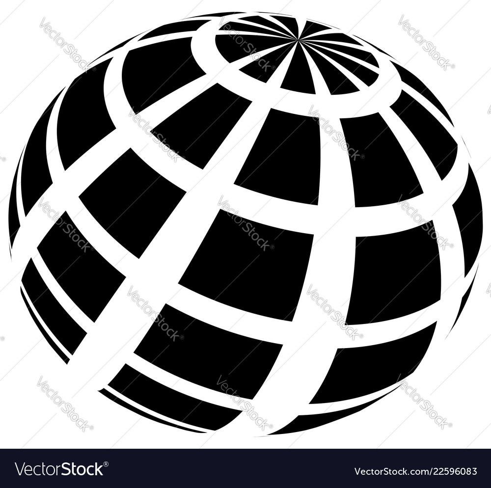 Sphere with grid of squares textured 3d vector image Sphere with grid of squares textured 3d
