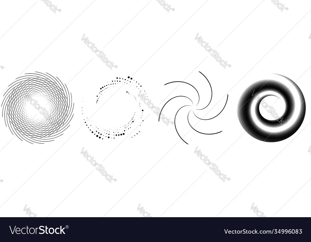 Spiral swirl twirl element set rotating circular vector image Spiral swirl twirl element set rotating circular