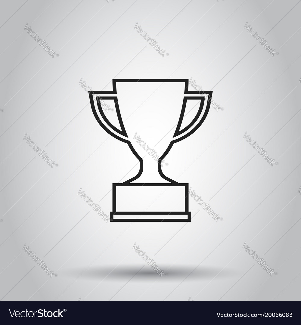 Trophy cup flat icon in line style simple winner Vector Image