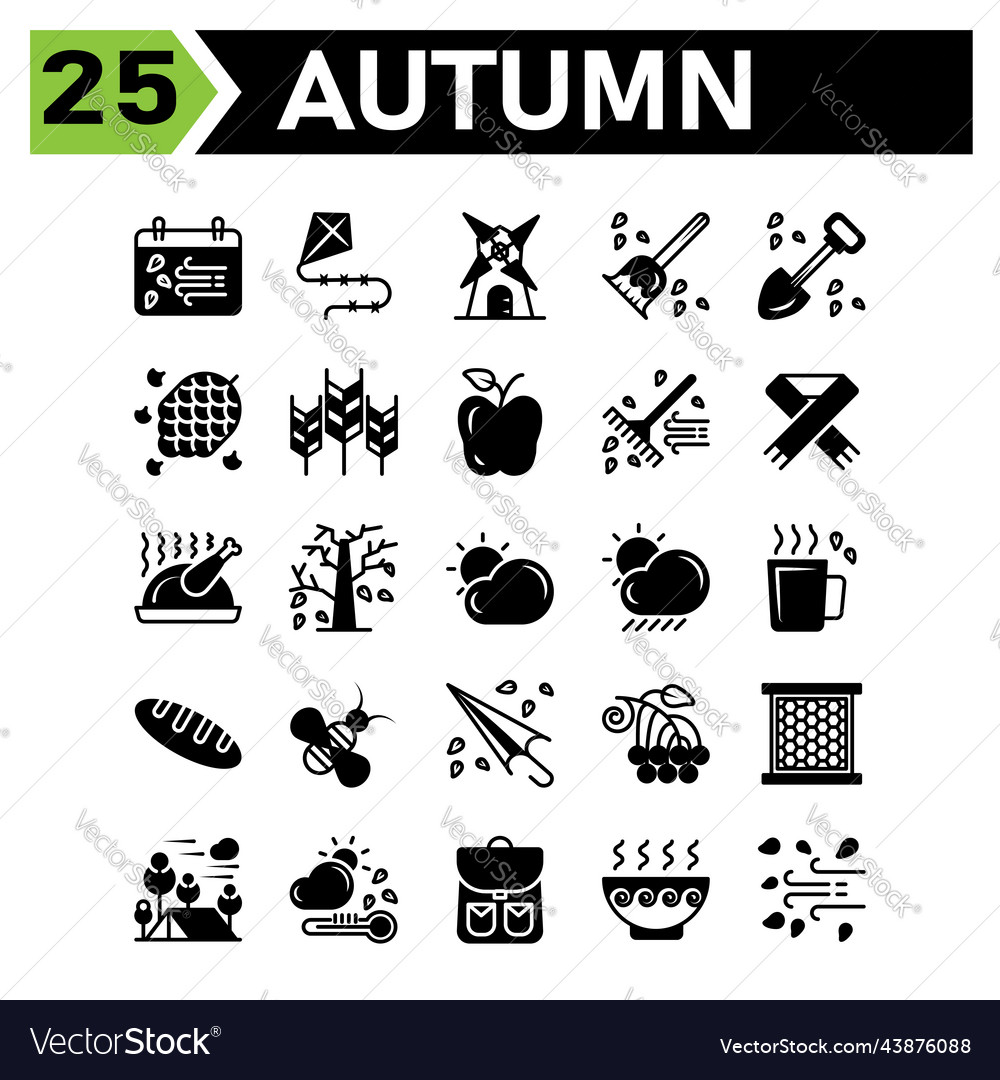 Autumn icon set include calendar fall