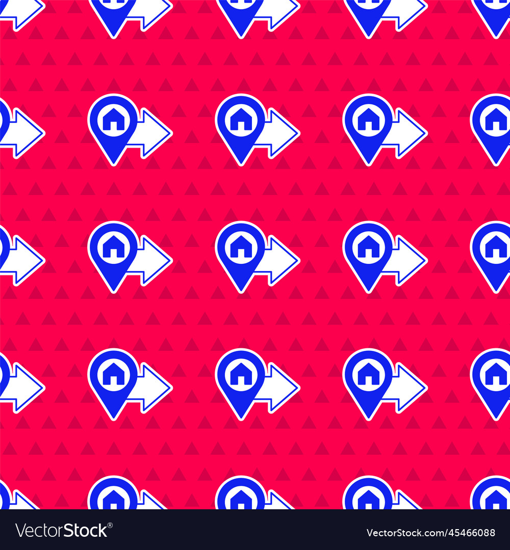 Blue map pointer with house icon isolated seamless vector image Blue map pointer with house icon isolated seamless