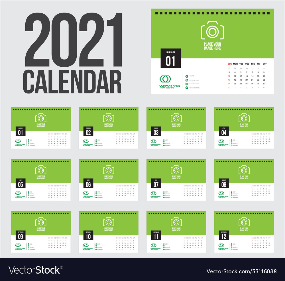 Calendar 2021 week start sunday corporate design