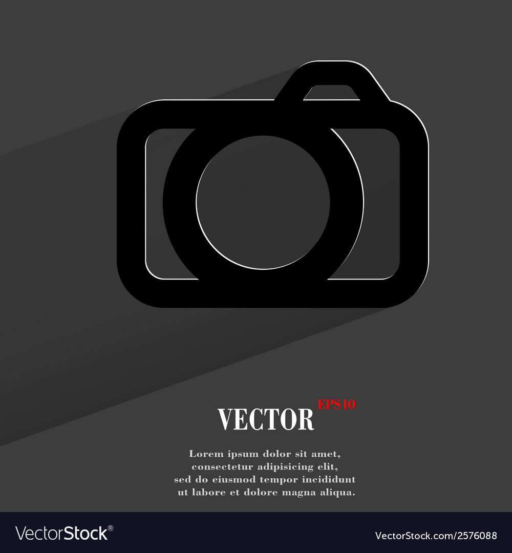 Camera flat modern web button with long shadow