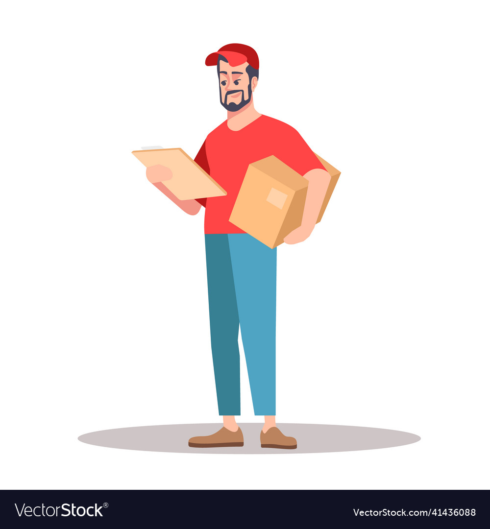 Checking delivery data semi flat rgb color Vector Image Checking delivery data semi flat rgb color