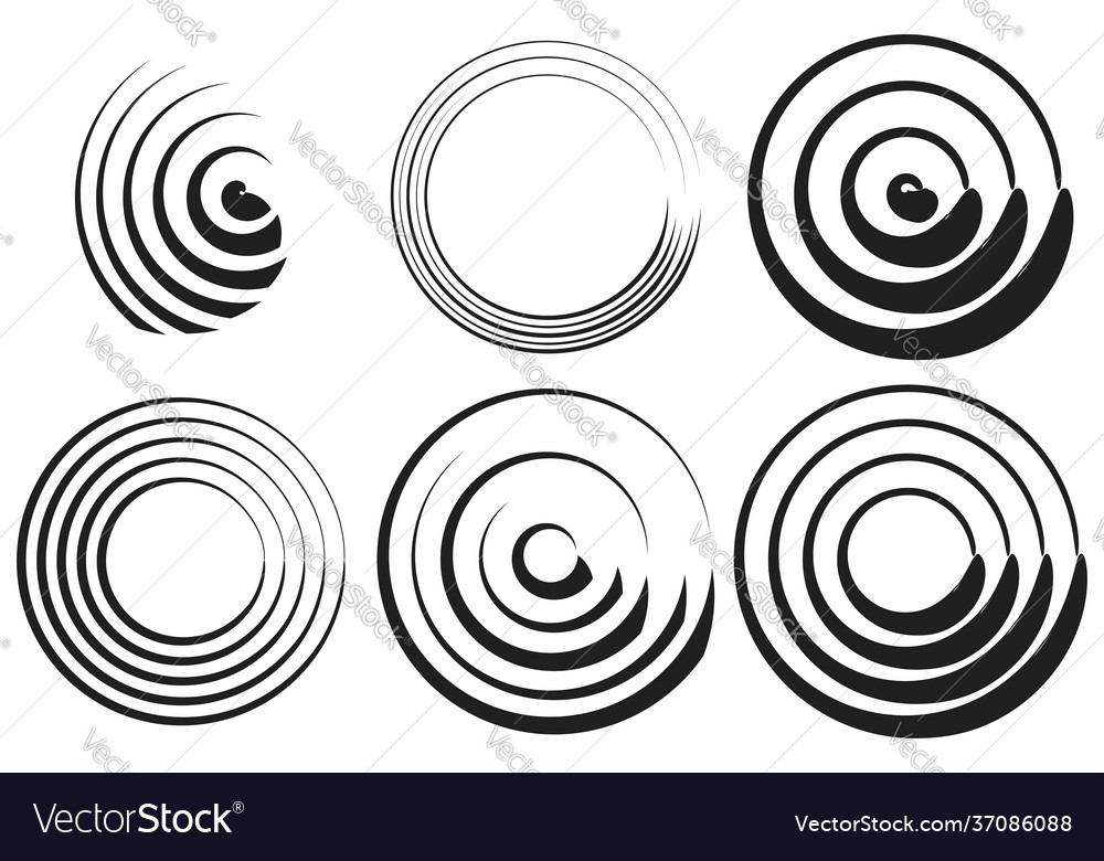 Circular radial element shape set image Vector Image Circular radial element shape set image