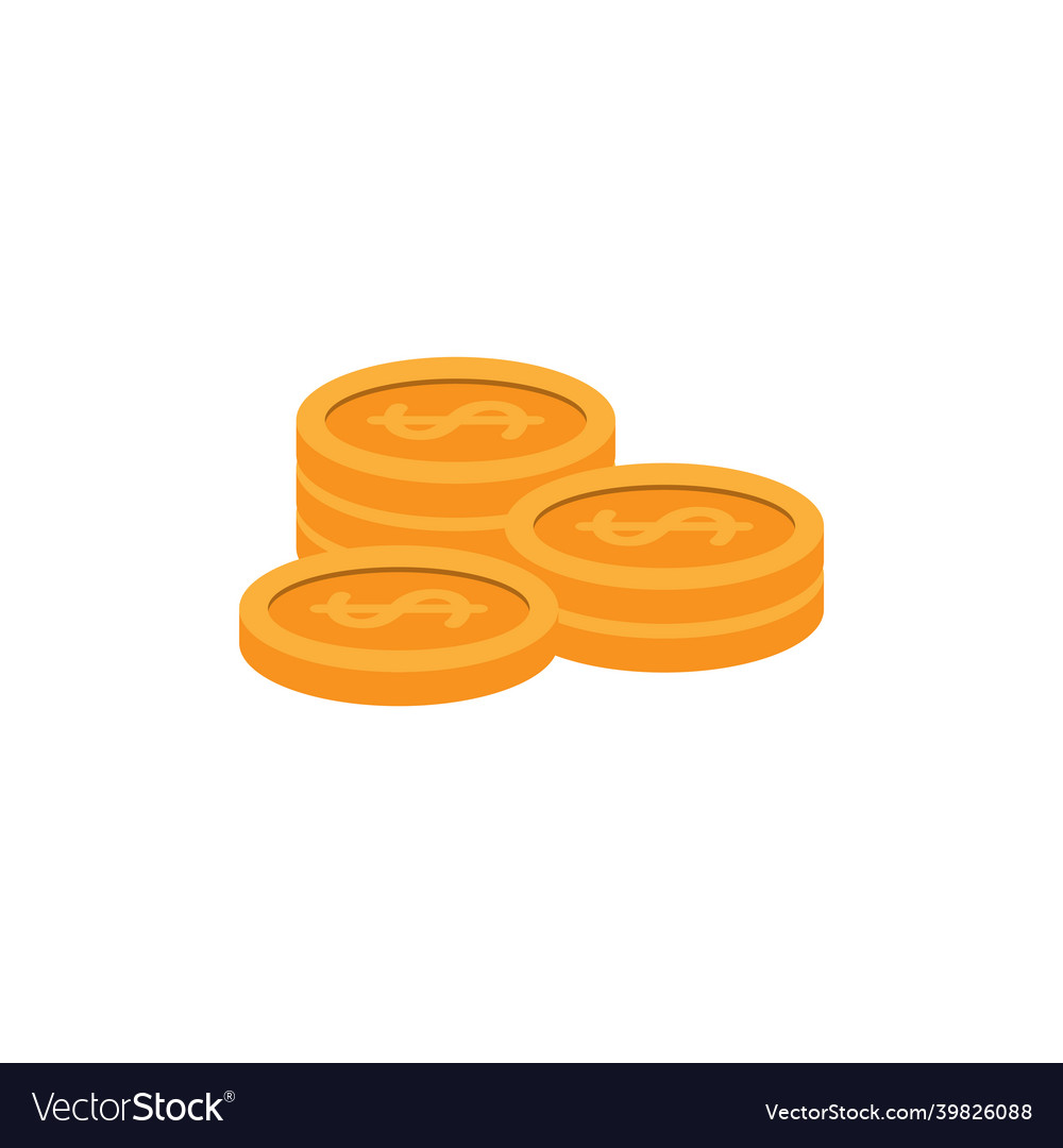 Coin stack icon design template isolated