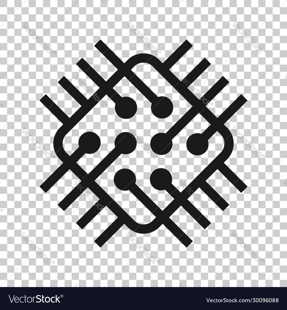 Computer cpu icon in flat style circuit board vector image Computer cpu icon in flat style circuit board