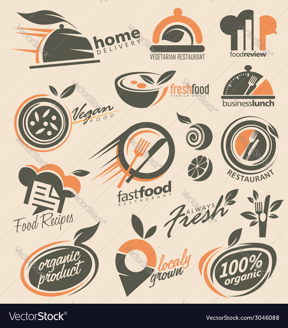 Food and restaurant logo designs Royalty Free Vector Image