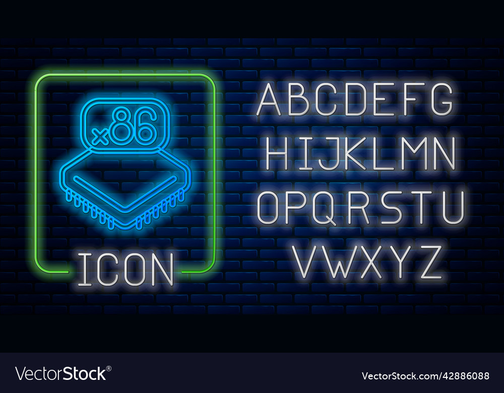 Glowing Neon Computerprozessor mit Mikroschaltungen vector image Glowing Neon Computerprozessor mit Mikroschaltungen