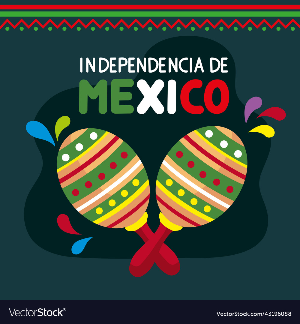 Independencia de mexico lettering with maracas