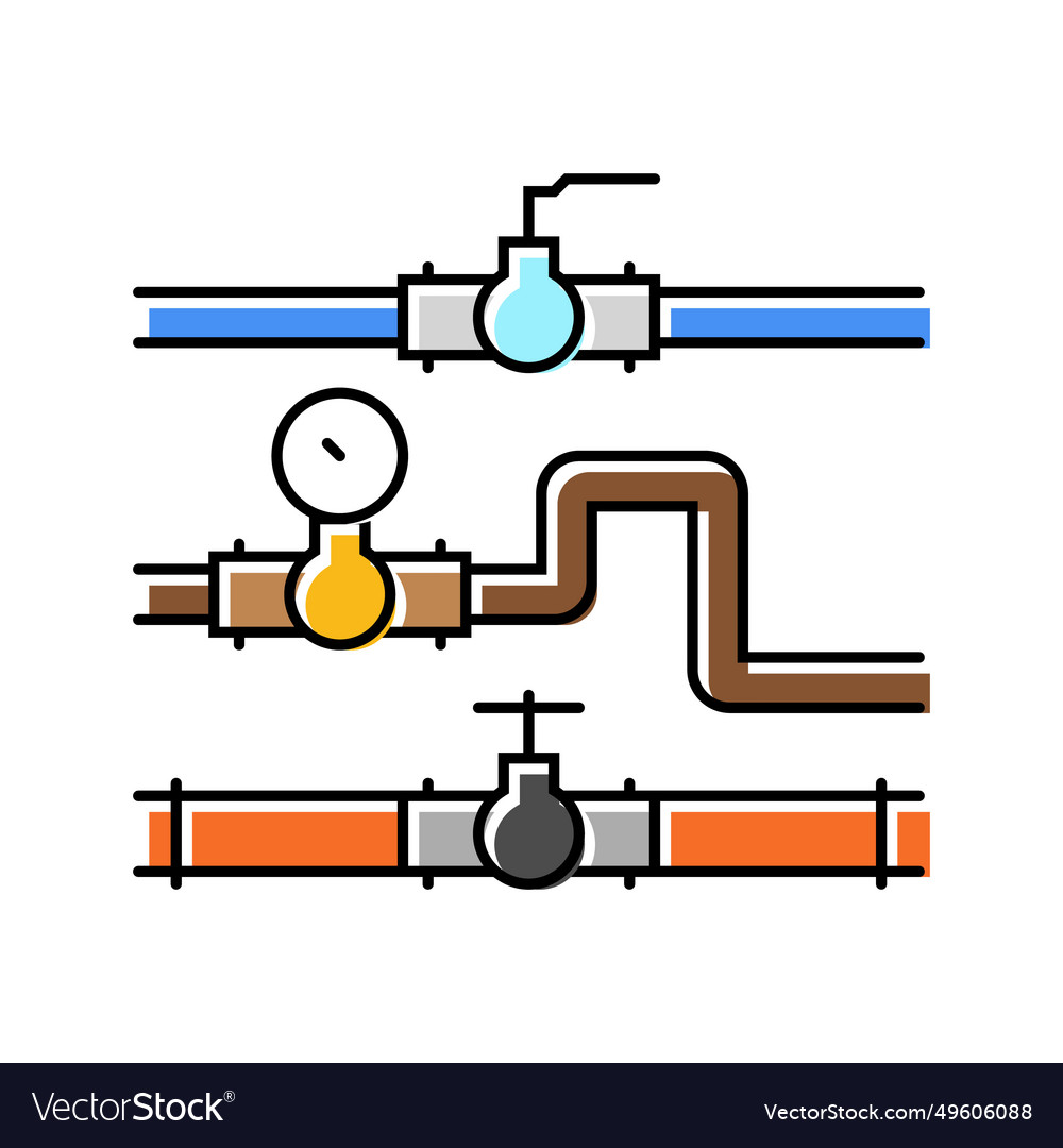 Pipeline system petroleum engineer color icon