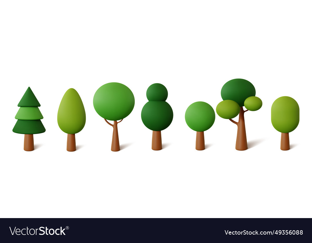 Set abstract trees isolated on a white background vector image Set abstract trees isolated on a white background