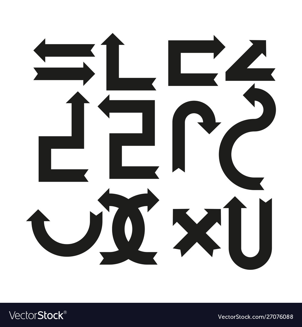 Set arrows with a tail simple vector image Set arrows with a tail simple