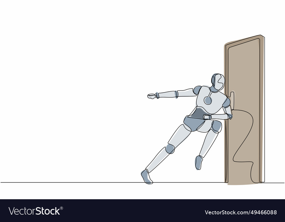 Einzelne Durchlauflinien-Zeichnungsroboter laufen vector image Einzelne Durchlauflinien-Zeichnungsroboter laufen