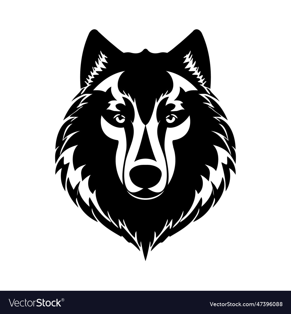 Wolf head black and white icon Royalty Free Vector Image