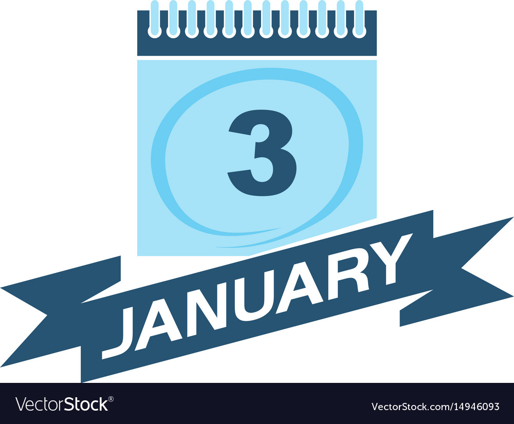 3 january calendar with ribbon Royalty Free Vector Image