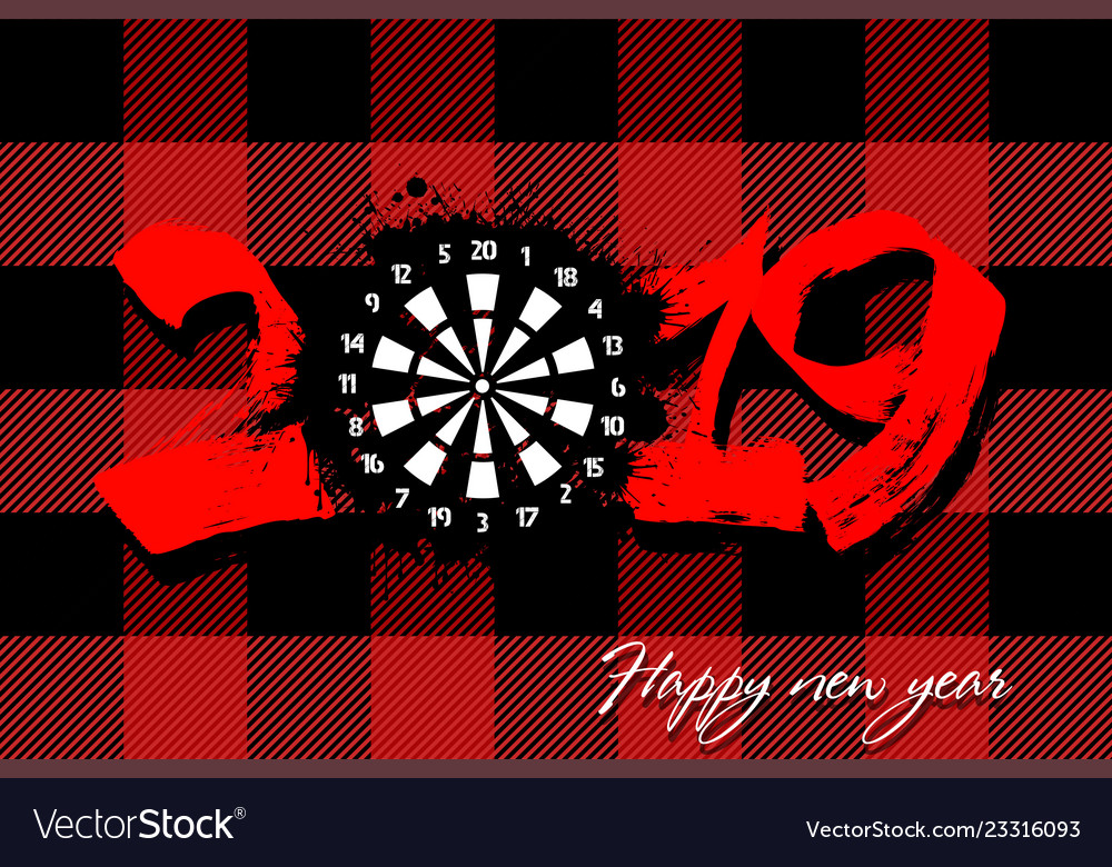 Abstract number 2019 and a dartboard from blots
