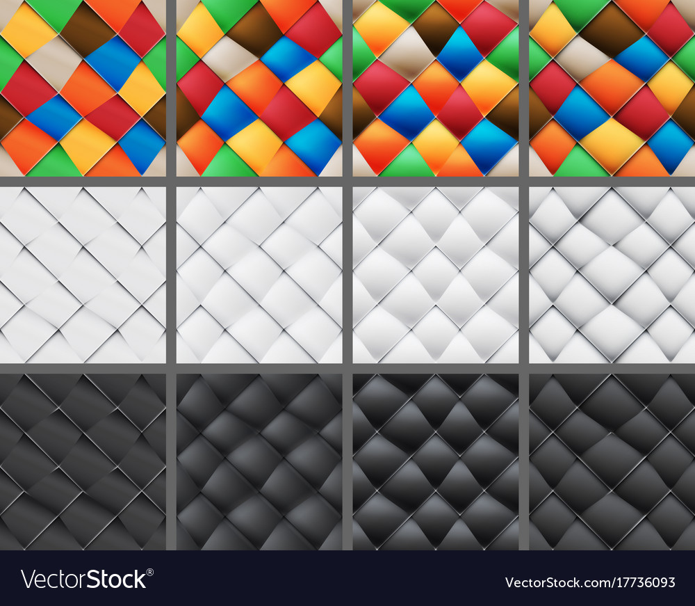 Asymmetrical patchwork set seamless patterns