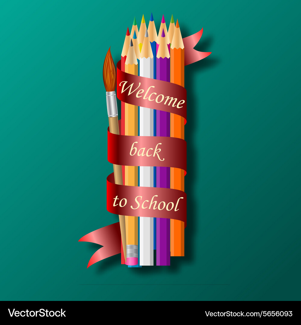 Colorful pencil crayons with text back to school Vector Image