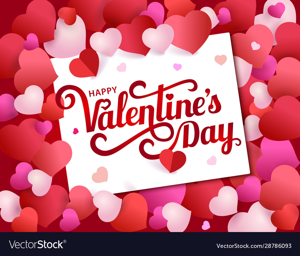 Greeting card with lettering happy valentine s day