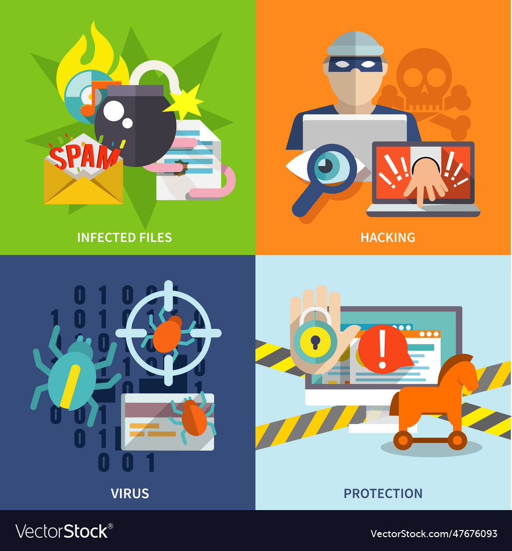 Hacker icons flat set