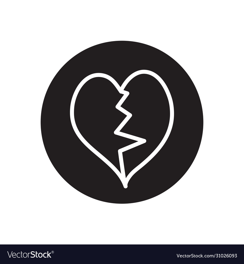 Heart with a broken line in middle block