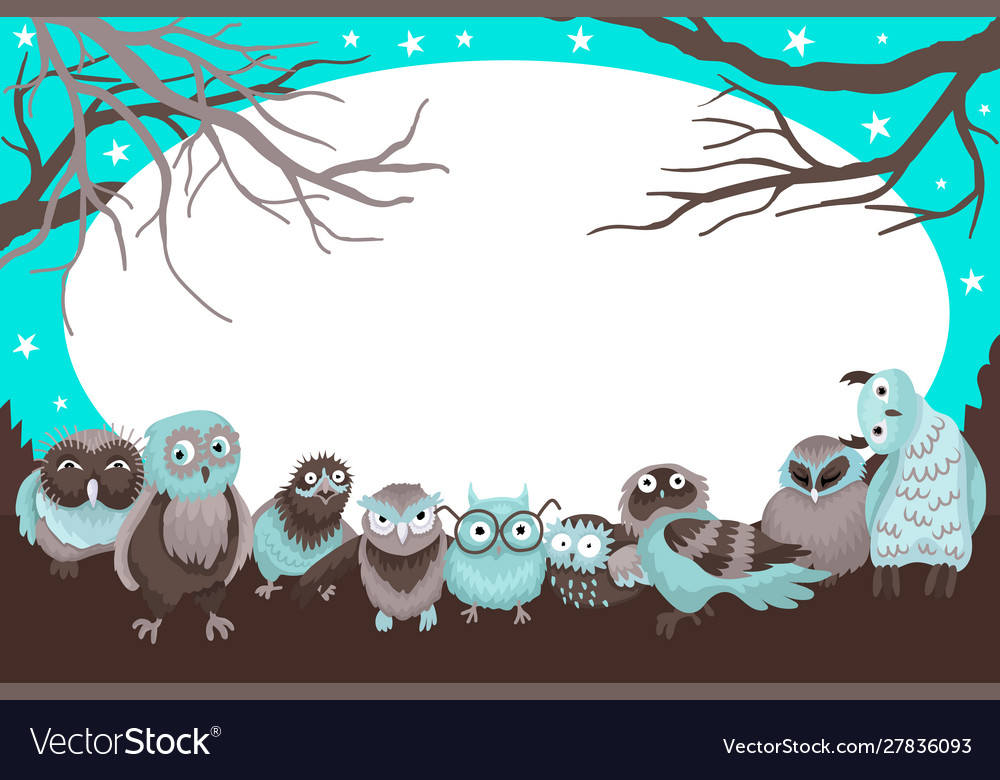 Magic frame with owls and empty dereyam vector image Magic frame with owls and empty dereyam