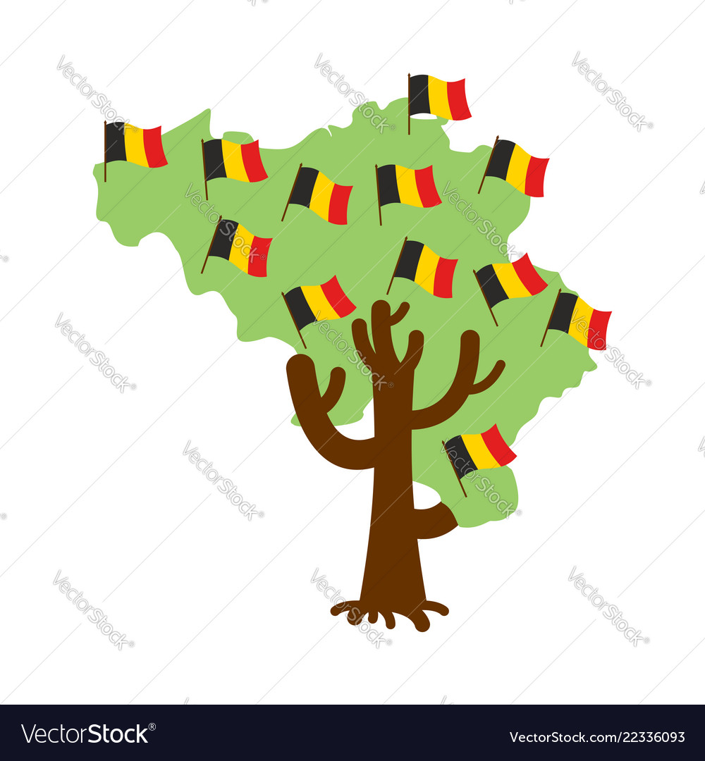 Patriotic tree belgium map belgian flag national