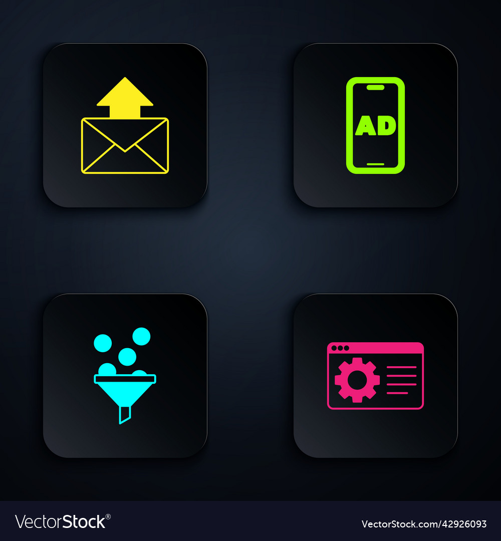 Set browser setting mail and e-mail lead vector image Set browser setting mail and e-mail lead
