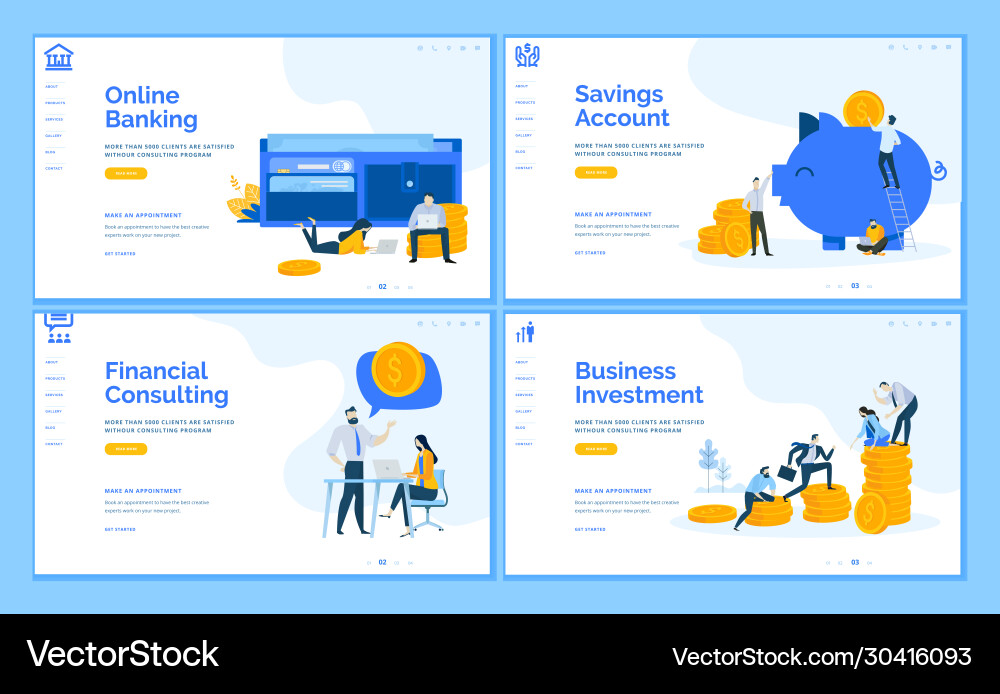 Set flat design web page templates Royalty Free Vector Image