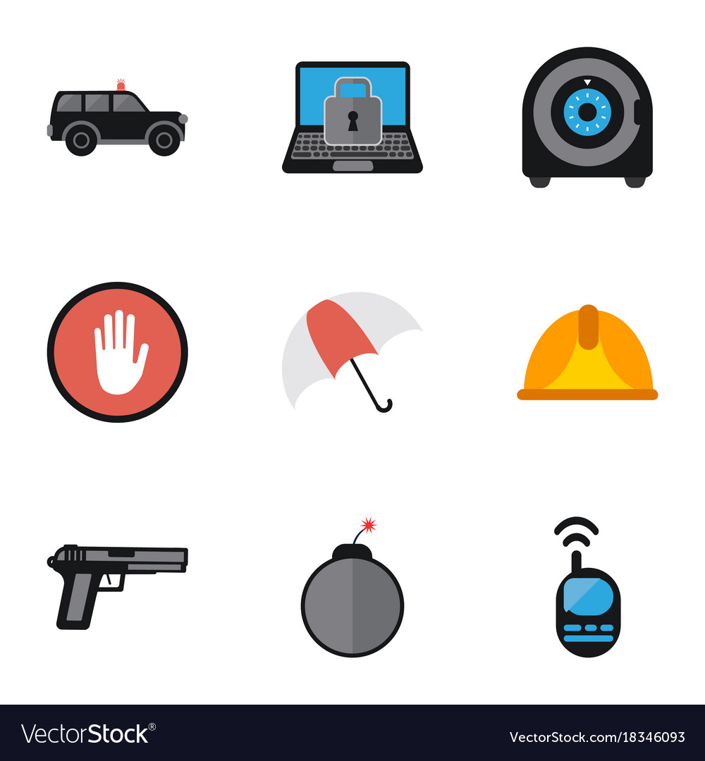 Set of 9 editable safety flat icons includes