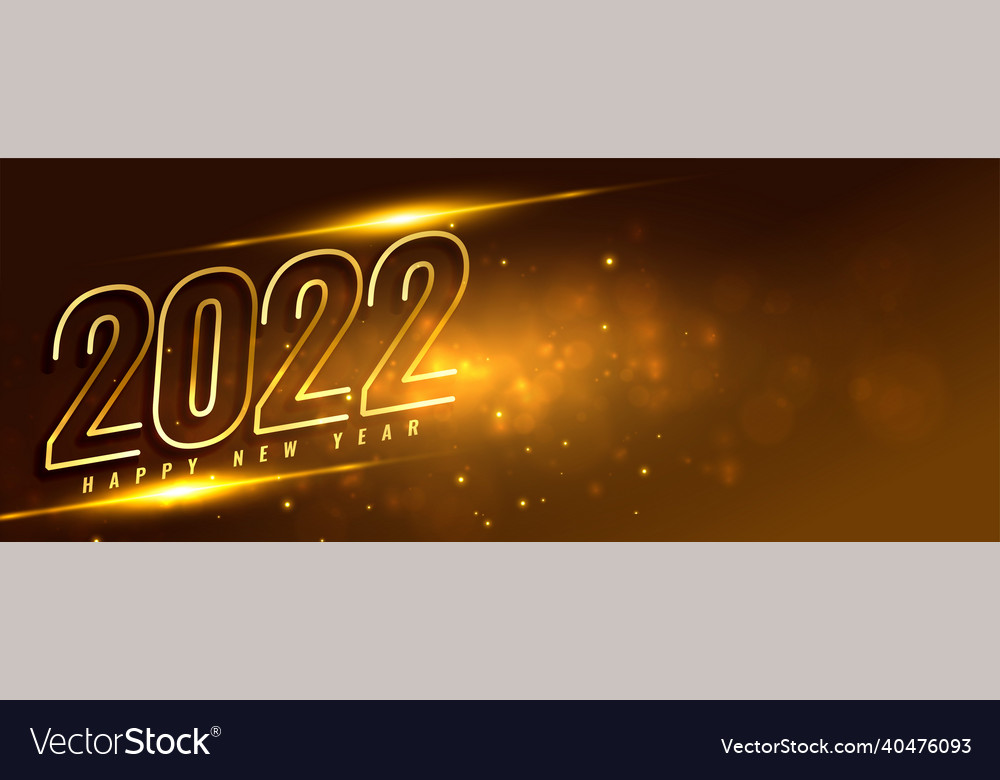 Shiny Golden 2022 Happy New Year Wishes Banner Vector Image Shiny Golden 2022 Happy New Year Wishes Banner Vector Image
