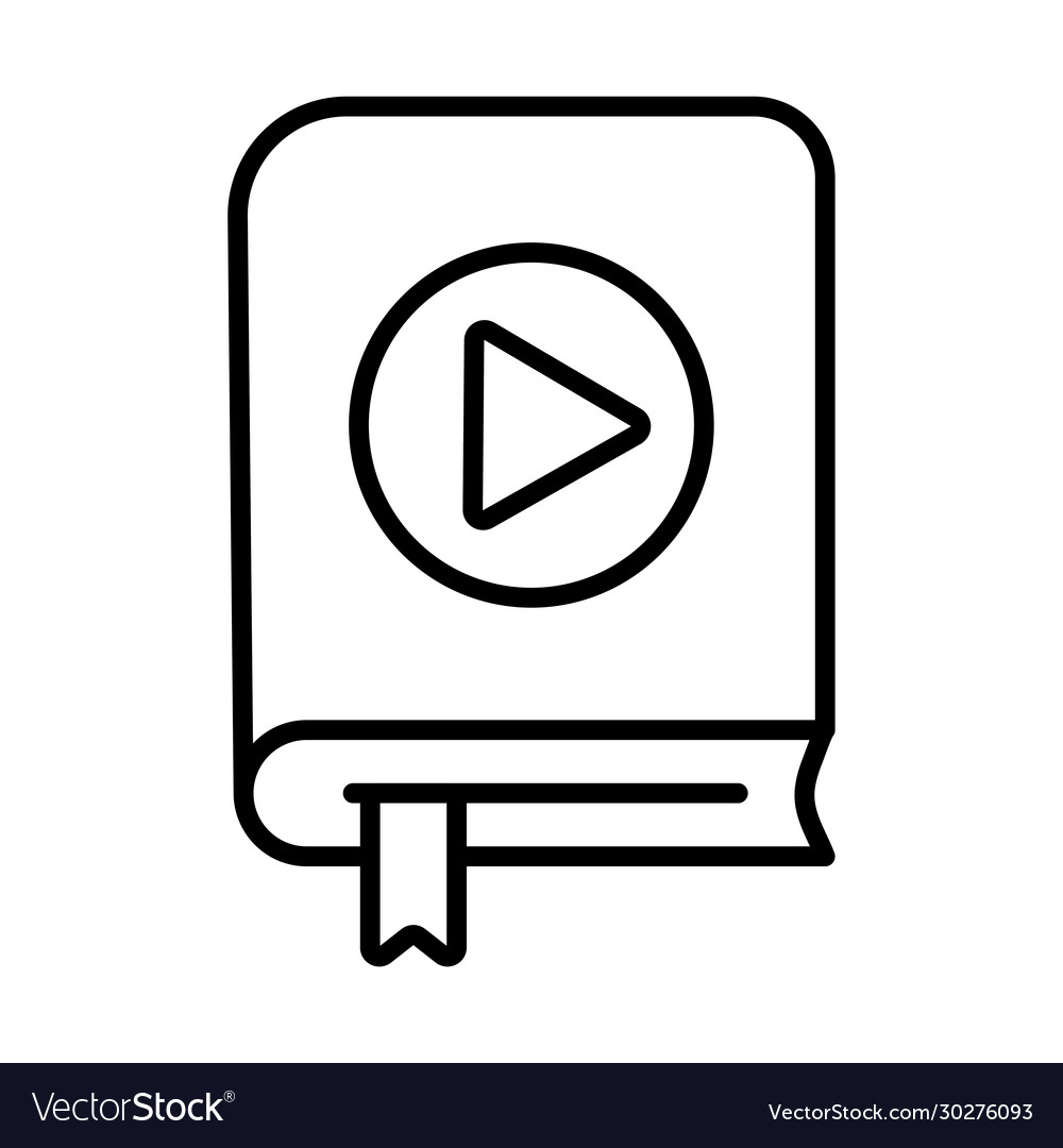Text book with play button line style icon