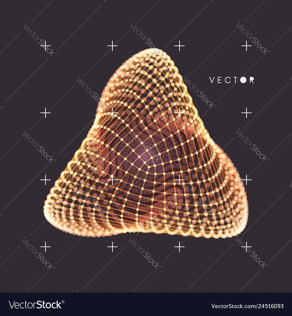 Wireframe object with lines and dots abstract 3d vector image Wireframe object with lines and dots abstract 3d