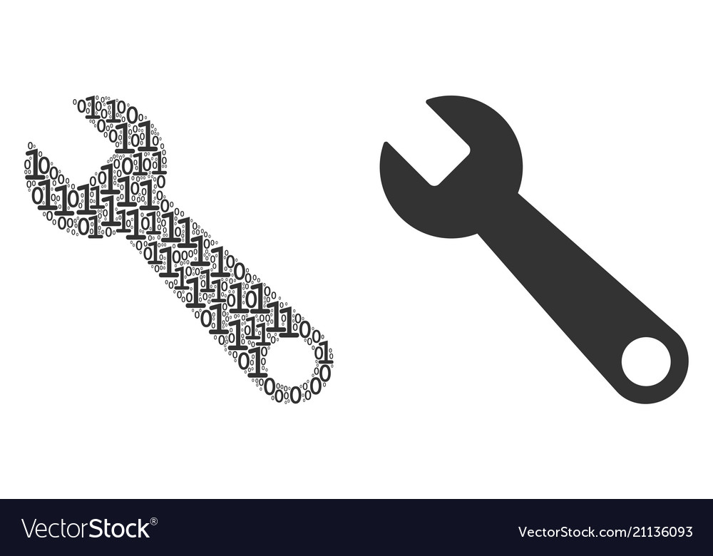 Wrench mosaic of binary digits vector image Wrench mosaic of binary digits